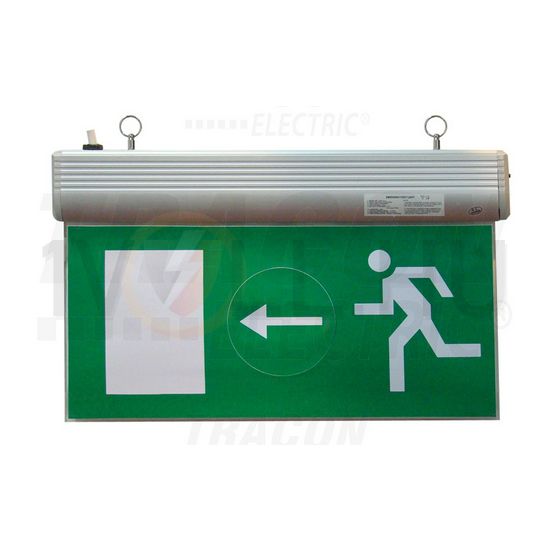 LED kijáratjelző készenléti 4W 230V AC 3h-szigetüzem mennyezeti 240lm-vész IP20 TRACON - EXIT-01-J