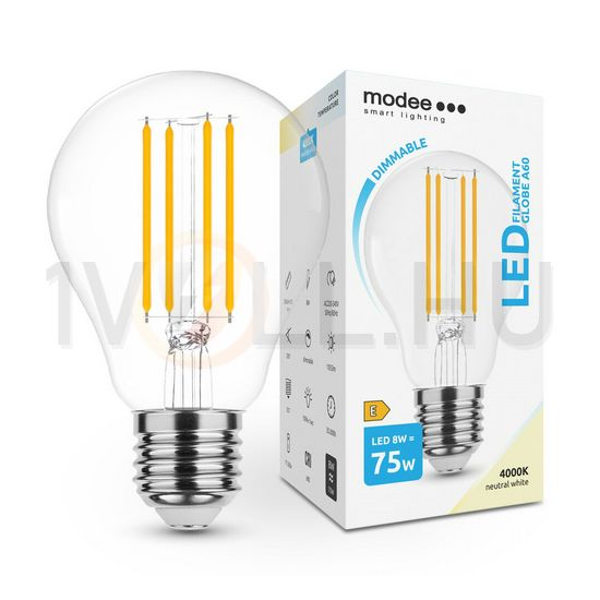 LED lámpa A60 DIM körte A filament 8W- 75W E27 1055lm 840 DIM 220-240V AC 35000h 360° 4000K Modee - ML-A60F4000K8WE27D