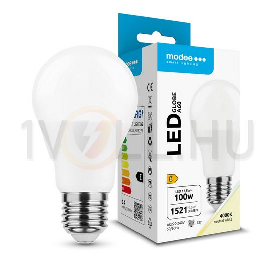 LED lámpa A60 körte A 13,8W- 100W E27 1521lm 840 220-240V AC 25000h 360° 4000K Modee - ML-G4000K13,8WE27N
