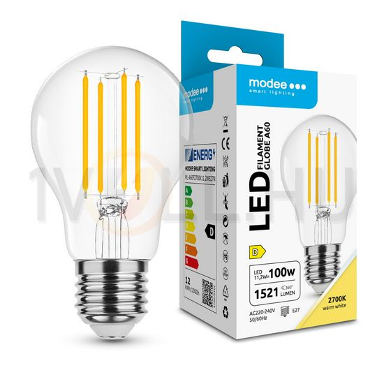 LED lámpa A60 körte A filament 11,2W- 11.2W E27 1521lm 827 220-240V AC 35000h 360° 2700K Modee - ML-A60F2700K11,2WE27N