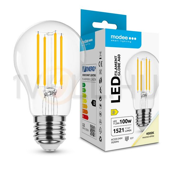 LED lámpa A60 körte A filament 11,2W- 11.2W E27 1521lm 840 220-240V AC 35000h 360° 4000K Modee - ML-A60F4000K11,2WE27N
