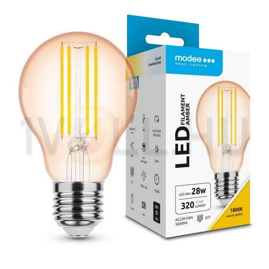 LED lámpa A60 körte A filament 4W- 33W E27 360lm 818 220-240V AC 15000h 320° 1800K Modee - ML-A60FA1800K4WE27