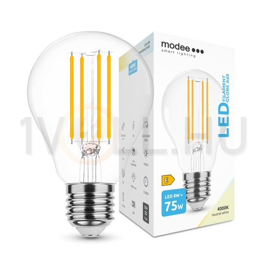 LED lámpa A60 körte A filament 8W- 75W E27 1055lm 840 220-240V AC 35000h 360° 4000K Modee - ML-A60F4000K8WE27