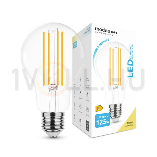 LED lámpa A70 DIM körte A filament 15W- 125W E27 2000lm 827 DIM 220-240V AC 35000h 320° Modee - ML-A70F2700K15WE27D