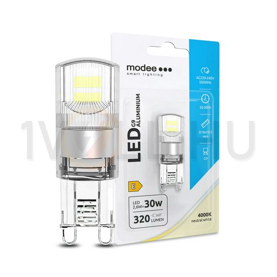 LED lámpa alumínium T18 2,6W- 30W G9 320lm 840 220-240V AC 50000h 300° 4000K Modee - ML-G9A4000K2,6WNB1
