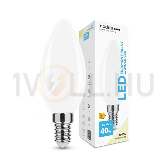 LED lámpa B35 gyertya filament 4W- 40W E14 430lm 840 220-240V AC 35000h 360° 4000K Modee - ML-MCF4000K4WE14
