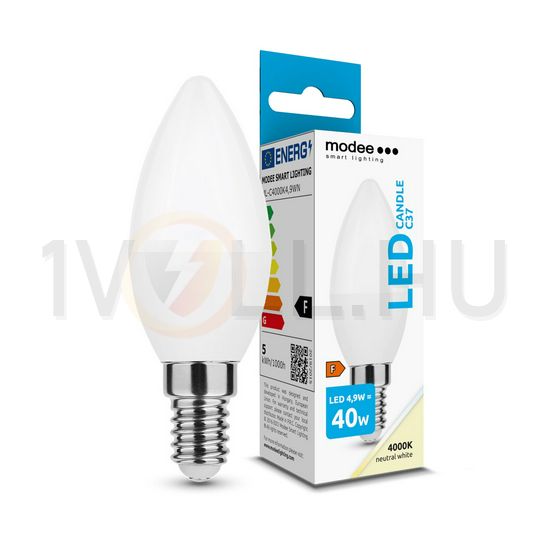 LED lámpa B37 gyertya 4,9W- 40W E14 470lm 840 220-240V AC 25000h 200° 4000K Modee - ML-C4000K4,9WN