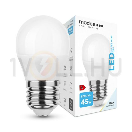 LED lámpa kisgömb P45 7W- 45W E27 550lm 860 220-240V AC 25000h 180° 6000K Modee - ML-G456000K7WE27