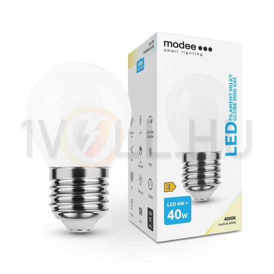 LED lámpa kisgömb P45 filament 4W- 40W E27 470lm 840 220-240V AC 3500h 360° 4000K Modee - ML-MG45F4000K4WE27