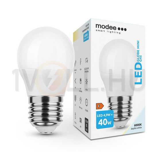 LED lámpa kisgömb P48 4,9W- 40W E27 470lm 860 220-240V AC 25000h 180° 6000K Modee - ML-G456000K4,9WE27