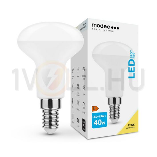 LED lámpa R50 tükrös 4,9W- 40W E14 470lm 827 220-240V AC 25000h 110° 2700K A-series Modee - ML-R502700K4,9WE14A