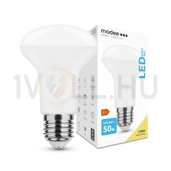 LED lámpa R63 tükrös 8W- 50W E27 640lm 827 220-240V AC 25000h 110° 2700K A-series Modee - ML-R632700K8WE27A
