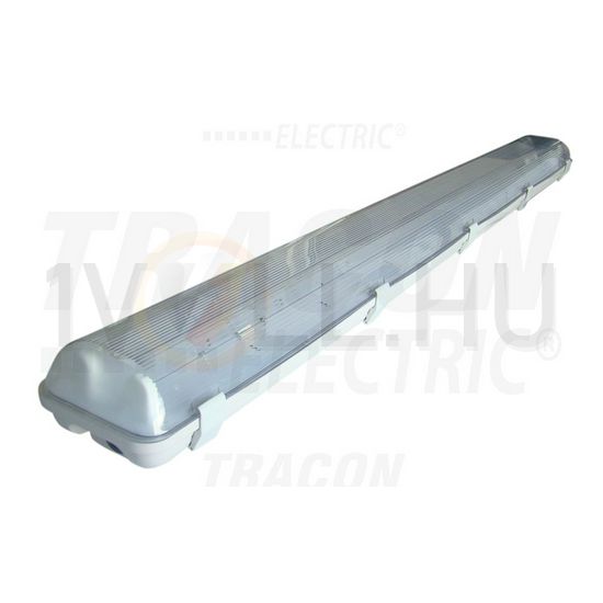 LED porpáramentes lámpatest egyoldalas 1,5m T8 LED-csőhöz falonkívüli 2x 230V (ff-nélkül) G13 IP65 TRACON - TLFVLED215
