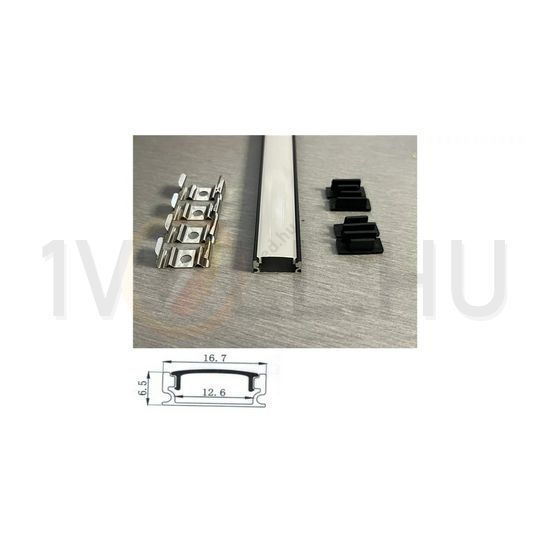 LED szalag profil készlet FEKETE alu +műanyag opál fedél 2000mm Clearled - CLS67612B