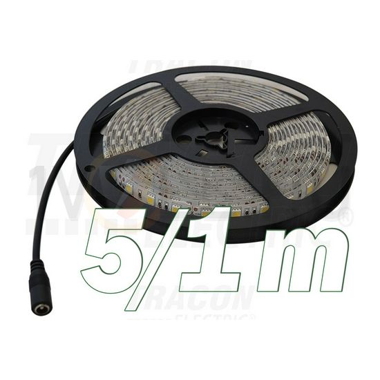 LED szalag SMD3528 (5m) öntapadó 4.8W/m 60db/m fehér 12V DC 3000K IP20 TRACON - LED-SZ-48-WW