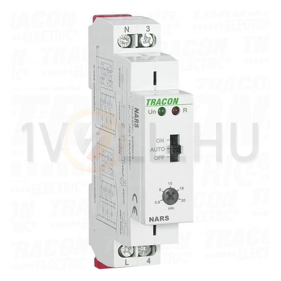 Lépcsőházi automata sorolható elektronikus 1v 0.008-20min-időzítés 16A 195-250V AC 1M TRACON - NARS