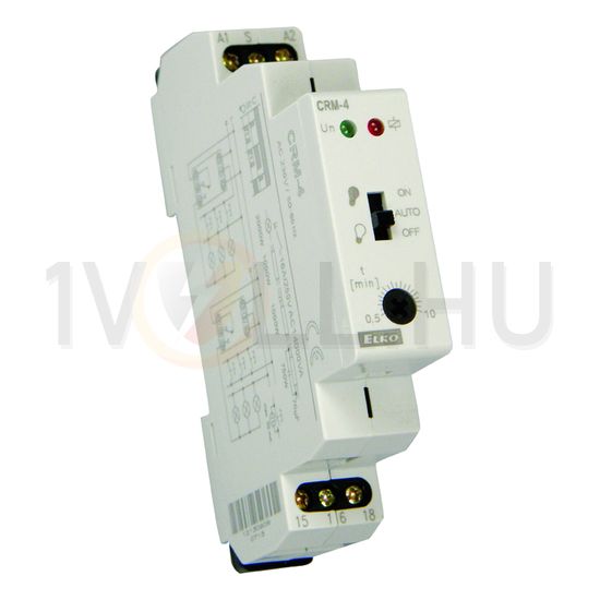 Lépcsőházi automata sorolható elektronikus 1v 0,5-10min-időzítés 16A 230V AC kalapsín CRM Elko EP - 1560