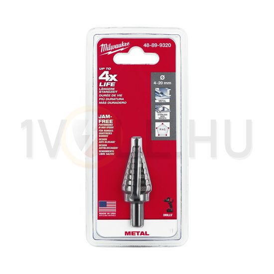 Lépcsős fúró 4mm-min. átmérő 20mm-max. átmérő 9-lépcső Milwaukee - 48899320