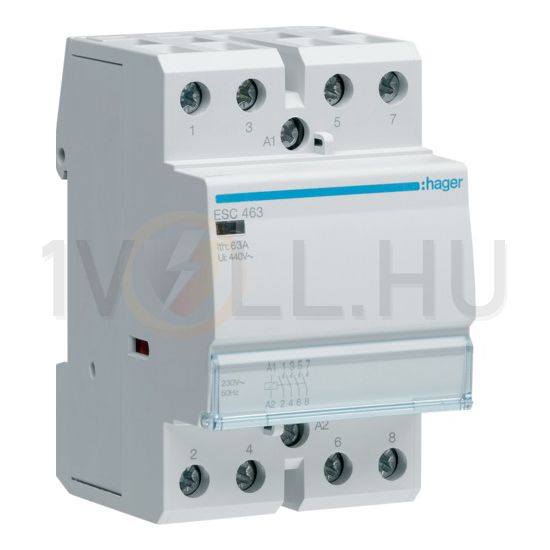 Installációs kontaktor sorolható 63A 400V AC 4-z 230V AC-műk 2mod Hager - ESC463