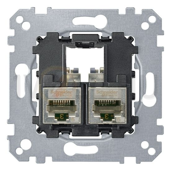 Merten adapterfedél 2xRJ45 RJ45 8(8) Cat6 falonkívüli süllyesztett csavaros Cat6 STP Schneider - MTN4576-0022