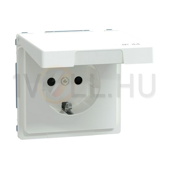 Merten D-Life 162 dugalj földelt csapófedéllel gyerekzárral fehér IP44 süllyesztett Schneider - MTN2314-6035
