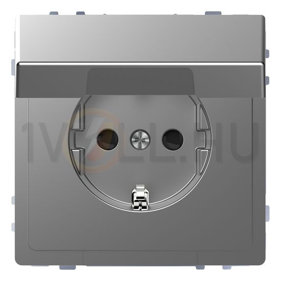 Merten D-Life 162 dugalj földelt csapófedéllel gyerekzárral nemesacél IP20 süllyesztett Schneider - MTN2310-6036