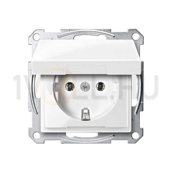 MERTEN 2P+F csatlakozóaljzat, csapófedéllel, rugós, 16A, System-M, polárfehér - MTN2311-0319