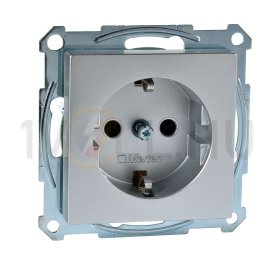 Merten-SM 162 dugalj földelt gyerekzárral alumínium IP20 süllyesztett csavaros Schneider - MTN2400-0460