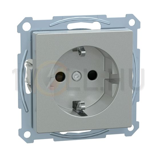 Merten-SM 162 dugalj földelt gyerekzárral alumínium IP20 süllyesztett rugós Schneider - MTN2300-0460