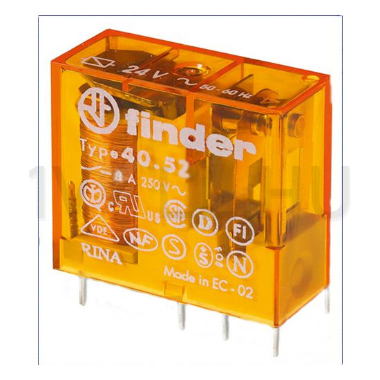Miniatűr relé NYÁK/dugasz 8A 2v 8A 230V50Hz monostabil IP20 40.52.8.230.0000 FINDER - 405282300000