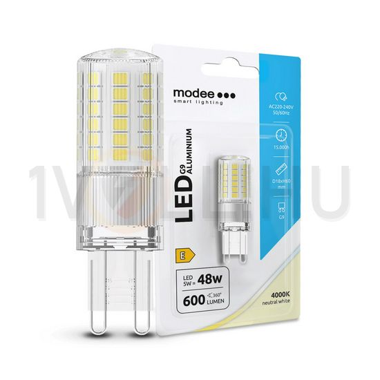 LED lámpa aluminium T18 5W- G9 600lm 840 220-240V AC 50000h 300° 4000K Modee - ML-G9A4000K5WNB1