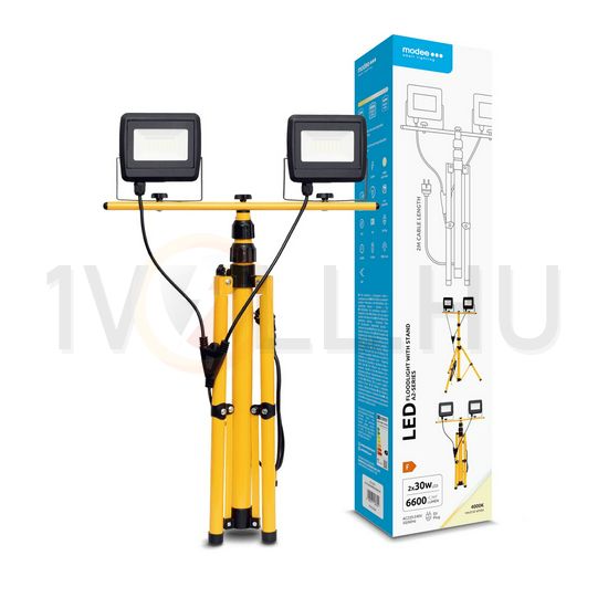 LED fényvető munkalámpa 0,7-1,6m állvánnyal 0,2mkábel+dugóval 2x30W 4000K 6600lm 120° A2 Modee - ML-FLSWS4000K2X30W-A2