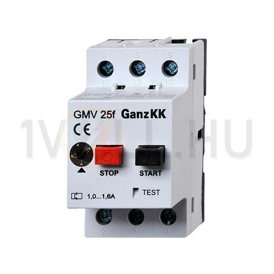 Motorvédő kapcsoló 10-16A-hő 4kA fix termomágneses csavaros GMV 25F Ganz KK - 400-2000-011