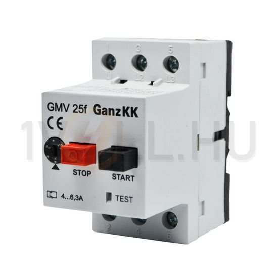 Motorvédő kapcsoló 16-20A-hő 3kA fix termomágneses csavaros GMV 25F Ganz KK - 400-2000-012