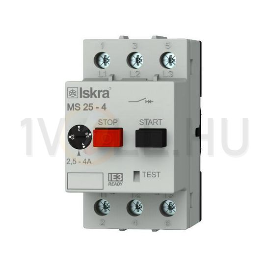 Motorvédő kapcsoló 3P 2,5-4A-hő 50kA fix termomágneses csavaros MS25 Iskra - 30.107.962