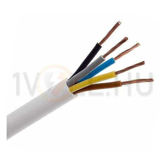 Műanyagköpenyű kábel H05VV-F 5x 2.5mm2 hajlékony 300V/U0 500V fehér H05VV-F (MT) 100m KÁBELgyártó - MT5X2,5.