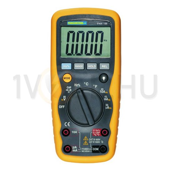 Multiméter V-A-Ohm-µF-°C-Hz digitális 1000VDC 1000VAC 10ADC 10AAC 40MOhm Pancontrol - PAN 186
