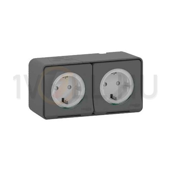 MurevaStyl 162/2 dugalj földelt szürke IP55 falonkívüli Schneider - MUR36029