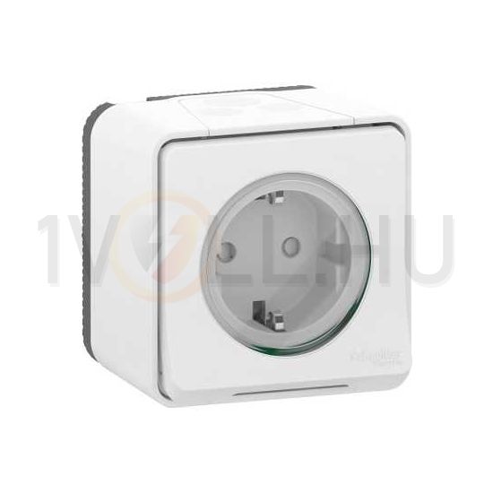 MurevaStyl 162 dugalj földelt gyerekzárral fehér IP55 süllyesztett Schneider - MUR39206