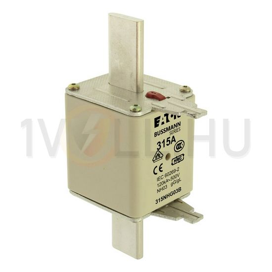 NH biztosítóbetét 315A gL/gG 500V AC 120kA kombikijelző-kioldásjelzéssel Bussmann EATON - 315NHG03B