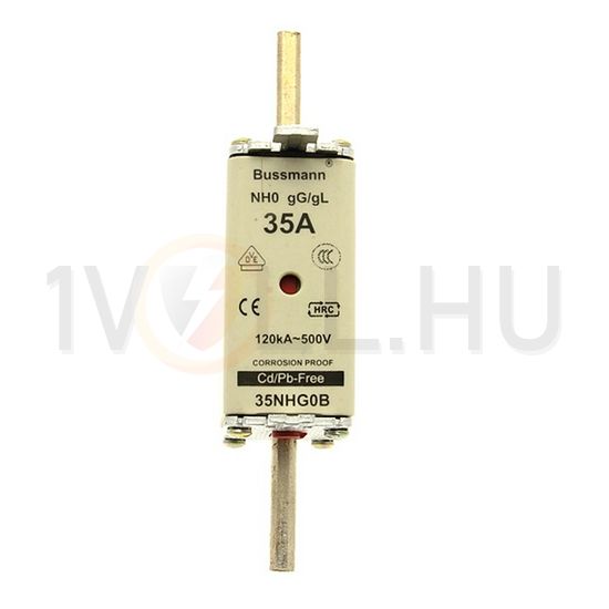 NH biztosítóbetét NH0 35A gL/gG 500V AC 120kA kombikijelző-kioldásjelzéssel Bussmann EATON - 35NHG0B