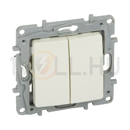 Niloé 106+6 kettős váltókapcsoló betét bézs süllyesztett IP20 2- billentyű/gomb LEGRAND - 764602