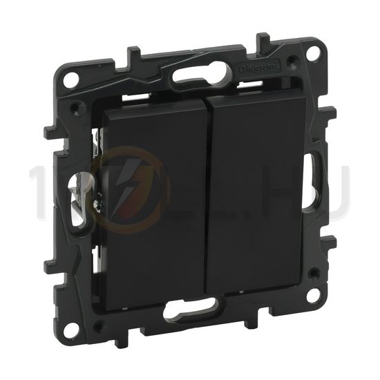 NiloéStep 105 2x1P csillárkapcsoló betét közp. fedéllel fekete süllyesztett rugós IP20 LEGRAND - 863505