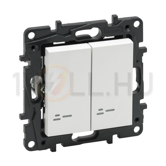 NiloéStep 105 2x1P csillárkapcsoló +jelzőfény betét közp. fedéllel fehér süllyesztett LEGRAND - 863115