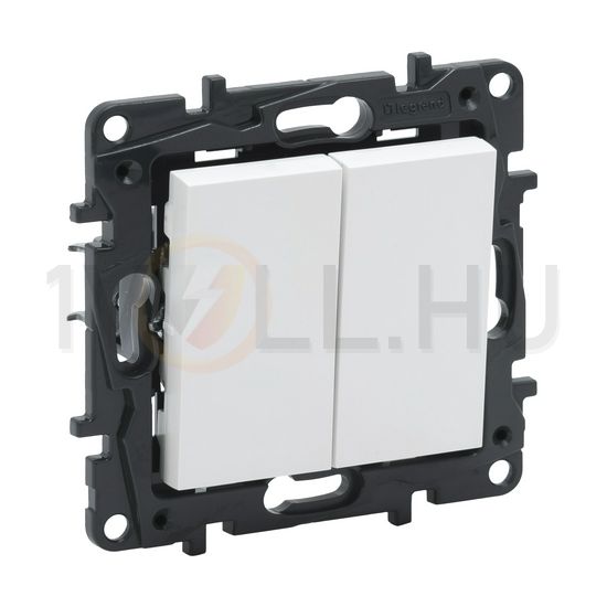 NiloéStep 106+6 kettős váltókapcsoló betét közp. fedéllel fehér süllyesztett rugós IP20 LEGRAND - 863108