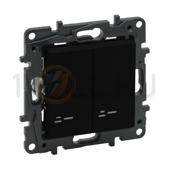 NiloéStep 106+6 kettős váltókapcsoló +jelzőfény betét közp. fedéllel fekete süllyesztett LEGRAND - 863518