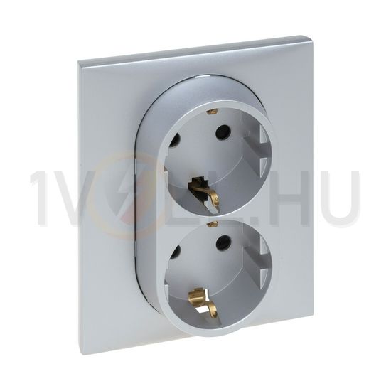 NiloéStep 162/2 dugalj földelt gyerekzárral alumínium IP20 süllyesztett csavaros LEGRAND - 863322