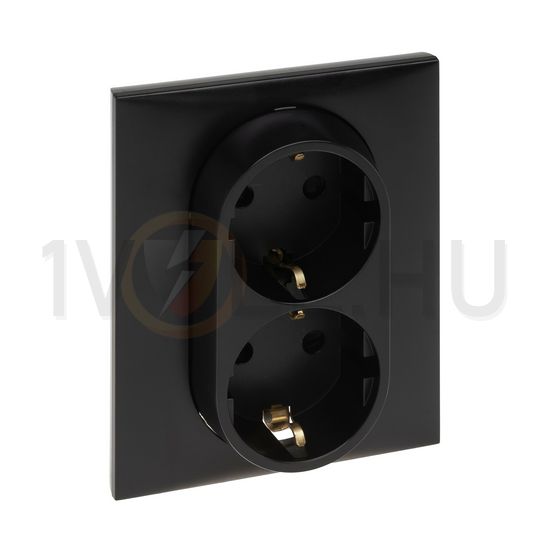 NiloéStep 162/2 dugalj földelt gyerekzárral fekete IP20 süllyesztett csavaros LEGRAND - 863522