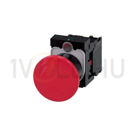 Vész-nyomó komplett műanyag d22 piros gomba 1ny csavaros kerek IP67/IP69K SIRIUS ACT SIEMENS - 3SU1100-1BA20-1CA0