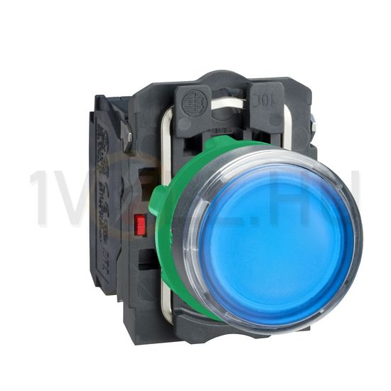 Nyomógomb komplett műa. d22 világító kék lapos visszaugró 1z 1ny csavaros Harmony XB5 Schneider - XB5AW36B5